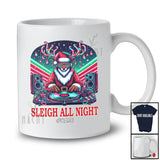 Personalized Custom Name Sleigh All Night; Amusing Christmas DJ Reindeer Dancing Music T-Shirt