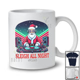Personalized Custom Name Sleigh All Night; Amusing Christmas DJ Santa Dancing Music T-Shirt