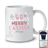 Personalized Custom Name Merry Catmas; Lovely Christmas Pink Leopard Four Santa Cat Owner T-Shirt