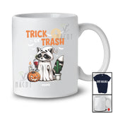Personalized Custom Name Trick Or Trash; Lovely Halloween Boo Ghost Raccoon Drinking Wine T-Shirt
