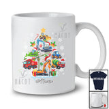Personalized Custom Name Construction Vehicles Santa Christmas Tree; Joyful Driver Boys Family T-Shirt