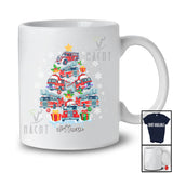 Personalized Custom Name Fire Truck Santa Christmas Tree; Joyful Firefighter Driver; Boys Family T-Shirt