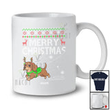 Personalized Custom Name Merry Christmas; Joyful Sweater Dachshund Knitting Crochet Damage T-Shirt