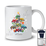 Personalized Custom Name Tractor Santa Christmas Tree; Joyful Farmer; Boys Family T-Shirt