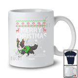 Personalized Custom Name Merry Christmas; Joyful Sweater Border Collie Knitting Crochet Damage T-Shirt