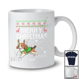 Personalized Custom Name Merry Christmas; Joyful Sweater Beagle Knitting Crochet Damage T-Shirt