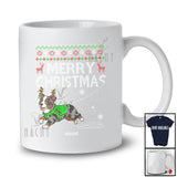 Personalized Custom Name Christmas; Joyful Sweater Australian Shepherd Knitting Crochet Damage T-Shirt