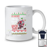 Personalized Custom Name Ice Hockey Players Make Nice Lists; Amusing Christmas Sweater Santa T-Shirt