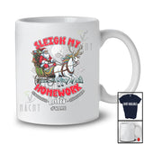 Personalized Custom Name Sleigh My Homework Later; Joyful Christmas Lazy Santa Sleigh Unicorn T-Shirt