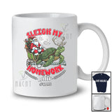 Personalized Custom Name Sleigh My Homework Later; Joyful Christmas Lazy Santa Sleigh Turtle T-Shirt