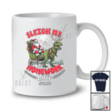 Personalized Custom Name Sleigh My Homework Later; Joyful Christmas Lazy Santa Sleigh T-Rex T-Shirt