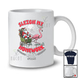 Personalized Custom Name Sleigh My Homework Later; Joyful Christmas Lazy Santa Sleigh Flamingo T-Shirt