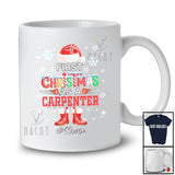 Personalized Custom Name First Christmas As A Carpenter; Joyful Santa Promoting Future Jobs T-Shirt