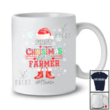 Personalized Custom Name First Christmas As A Farmer; Joyful Santa Promoting Future Jobs T-Shirt