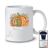 Personalized Custom Name Floral Plaid Pumpkin Bow Tie; Happy Thanksgiving Fall Autumn Farmer T-Shirt
