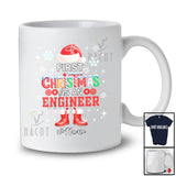Personalized Custom Name First Christmas As An Engineer; Joyful Santa Promoting Future Jobs T-Shirt