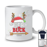 Personalized Custom Name Her Buck; Humorous Christmas Lights Santa Reindeer Horns; Couple T-Shirt