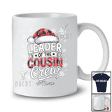 Personalized Custom Name Leader Of The Cousin Crew; Humorous Christmas Plaid Santa; Family T-Shirt