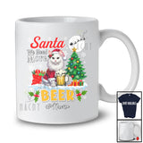 Personalized Custom Name Santa We Need More Beer; Adorable Christmas Tree Cat Drinking T-Shirt