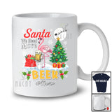 Personalized Custom Name Santa We Need More Beer; Adorable Christmas Tree Flamingo Drinking T-Shirt