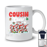 Personalized Custom Name Cousin Crew; Cheerful Christmas Snow Three Dabbing Santa; Family T-Shirt