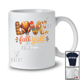 Personalized Custom Name Love Fall Y'All; Awesome Thanksgiving Plaid Autumn Roasted Turkey Farmer T-Shirt