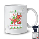 Personalized Custom Name Santa Bulldog Riding T-Rex; Awesome Christmas Sweater Animal T-Shirt