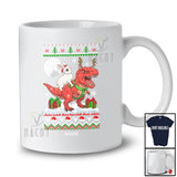 Personalized Custom Name Santa Bunny Riding T-Rex; Awesome Christmas Sweater Animal T-Shirt