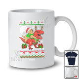 Personalized Custom Name Golden Retriever Riding T-Rex; Awesome Christmas Sweater Animal T-Shirt