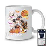 Personalized Custom Name Witch Cat Drink Coffee; Humorous Halloween Moon Animal T-Shirt