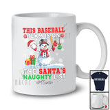 Personalized Custom Name Baseball Team On Naughty List; Joyful Christmas Player Snowman T-Shirt