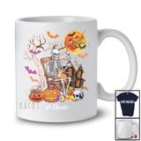 Personalized Custom Name Witch Skeleton Drink Coffee; Humorous Halloween Moon Skeleton T-Shirt