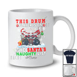 Personalized Custom Name Drum Player Team On Naughty List; Joyful Christmas Musician Snowman T-Shirt