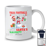 Personalized Custom Name Football Team On Naughty List; Joyful Christmas Player Snowman T-Shirt