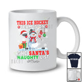 Personalized Custom Name Ice Hockey Team On Naughty List; Joyful Christmas Player Snowman T-Shirt