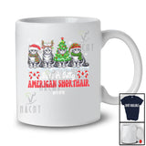 Personalized Custom Name Jolly American Shorthair; Adorable Christmas Tree Santa Elf Animal T-Shirt
