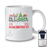 Personalized Custom Name Jolly British Shorthair Cat; Adorable Christmas Tree Santa Elf Animal T-Shirt