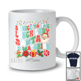 Personalized Custom Name Nice To Lunch Lady Santa Watching; Lovely Christmas Groovy Jobs T-Shirt