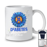Personalized Custom Name Diabetes Awareness; Lovely Blue Ribbon Daisy Flower; Family Group T-Shirt