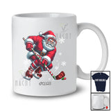Personalized Ice Hockey 67; Joyful Christmas Santa Playing Ice Hockey; Custom Name Player T-Shirt