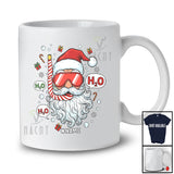 Personalized Custom Name H2O; Humorous Christmas Santa Scuba Diving Face T-Shirt