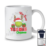 Personalized Custom Name Girl Who Loves Tennis Christmas; Joyful Sport Santa Reindeer Player T-Shirt