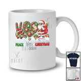 Personalized Custom Name Peace Love Christmas; Amazing Plaid Peace Hand Sign Santa Heart T-Shirt