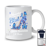 Personalized Custom Name November We Wear Blue; Lovely Diabetes Awareness High Heels Butterflies T-Shirt
