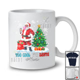 Personalized Custom Name Too Cool For Santa; Humorous Christmas Tree Snow Santa Bubble T-Shirt