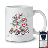 Personalized Custom Name Santa Bicycle On Christmas Tree; Joyful X-mas Snow Lights Biker T-Shirt