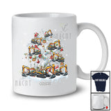 Personalized Custom Name Santa Excavator On Christmas Tree; Joyful X-mas Snow Lights Driver T-Shirt