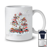 Personalized Custom Name Santa Fire Truck On Christmas Tree; Joyful X-mas Snow Lights Firefighter T-Shirt