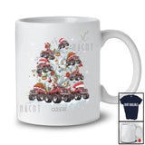 Personalized Custom Name Santa Monster Truck On Christmas Tree; Joyful X-mas Snow Lights Driver T-Shirt