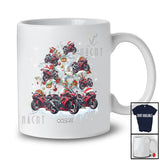 Personalized Custom Name Santa Motorbike On Christmas Tree; Joyful X-mas Snow Lights Biker T-Shirt